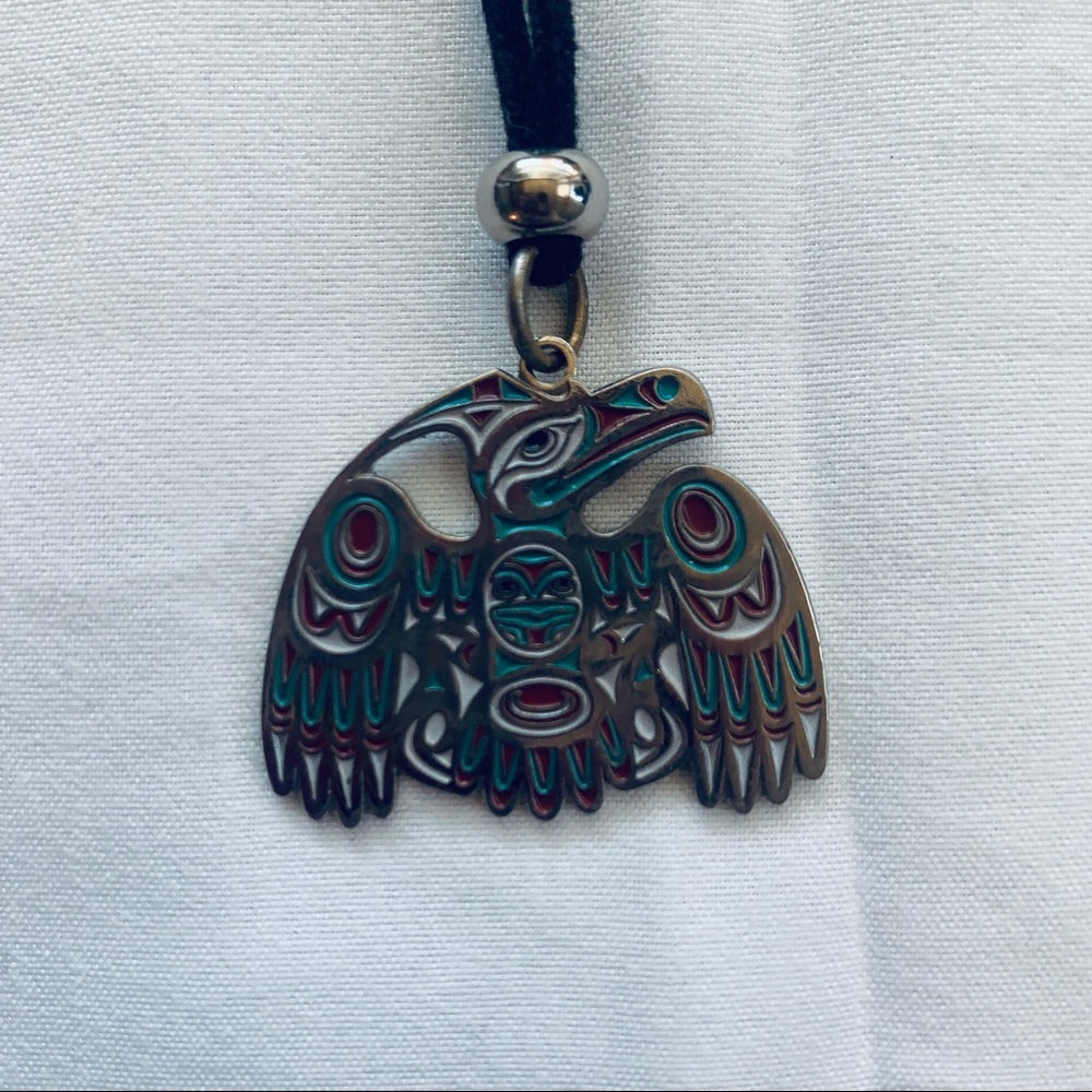 Native bird charm in black cord